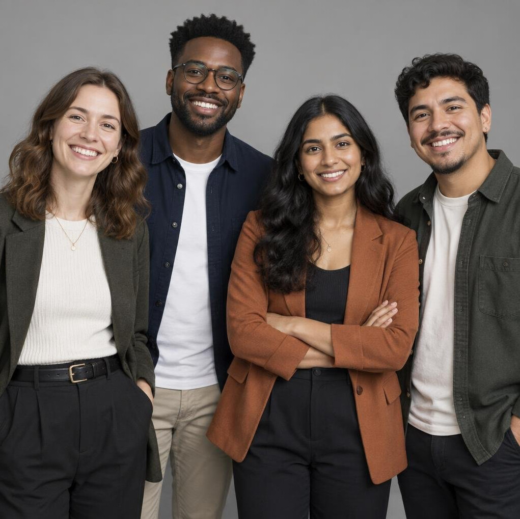 Group portrait of a creative production team